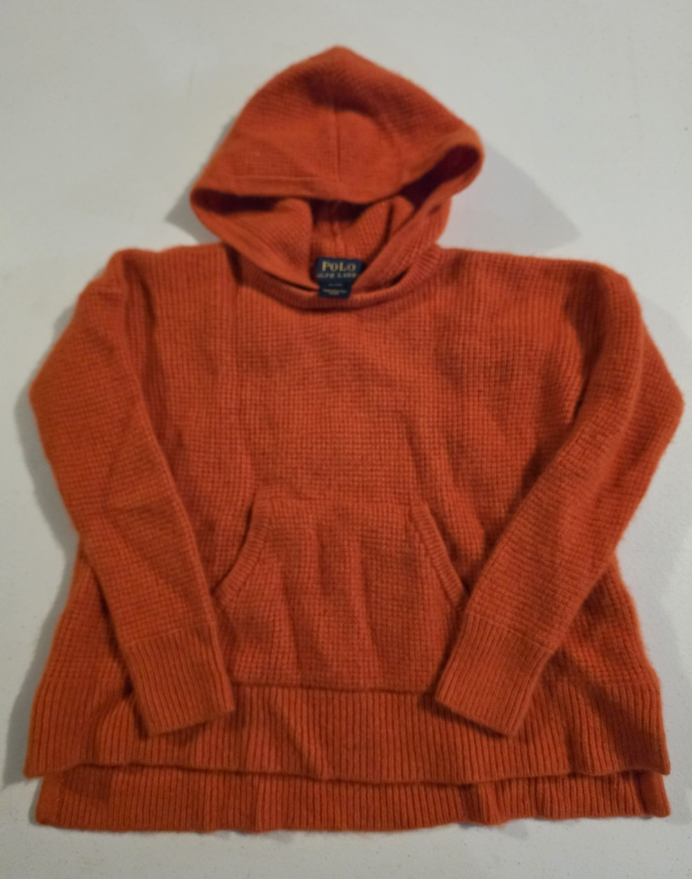 Polo Ralph Lauren Boys 4T Cashmere Hooded Sweater Orange Luxury Pullover